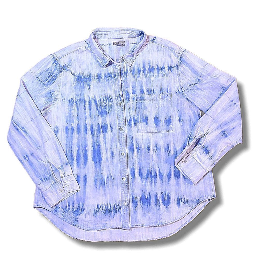 Falls Creek denim tie dye bleached Top size L